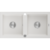 Mexen Mario Granitspüle 2-Kammer 820 x 436 mm, weiß, chrom Siphon - 6504822000-20