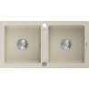 Mexen Mario Granitspüle, 2 Becken, 820 x 436 mm, beige, Siphon verchromt - 6504822000-69