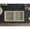 Mexen Mario Granitspüle, 2 Becken, 820 x 436 mm, beige, Siphon verchromt - 6504822000-69