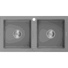Mexen Mario Granitspüle 2-Kammer 820 x 436 mm, grau, Siphon chrom - 6504822000-71