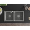 Mexen Mario Granitspüle 2-Kammer 820 x 436 mm, grau, Siphon chrom - 6504822000-71