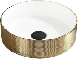 Mexen Clarisa Aufsatzwaschbecken 36 x 36 cm, weiß/gold - 22073655