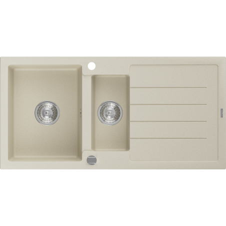 Mexen Andres Granitspüle 1,5 Becken mit Abtropffläche 1000 x 500 mm, beige, Siphon Chrom - 6515101510-69