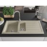 Mexen Andres Granitspüle 1,5 Becken mit Abtropffläche 1000 x 500 mm, beige, Siphon Chrom - 6515101510-69