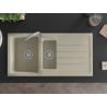 Mexen Andres Granitspüle 1,5 Becken mit Abtropffläche 1000 x 500 mm, beige, Siphon Chrom - 6515101510-69