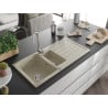 Mexen Andres Granitspüle 1,5 Becken mit Abtropffläche 1000 x 500 mm, beige, Siphon Chrom - 6515101510-69