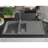 Mexen Andres 1,5-Kammer Granitspüle mit Abtropffläche 1000 x 500 mm, grau, Chrom-Siphon - 6515101510-71