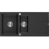 Mexen Andres Granitspüle 1,5-Becken mit Abtropffläche 1000 x 500 mm, schwarz/silber metallic, Chrom Siphon - 6515101510-73