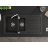 Mexen Andres Granitspüle 1,5-beckig mit Abtropffläche 1000 x 500 mm, schwarz/gold metallisch, Siphon Chrom - 6515101510-75