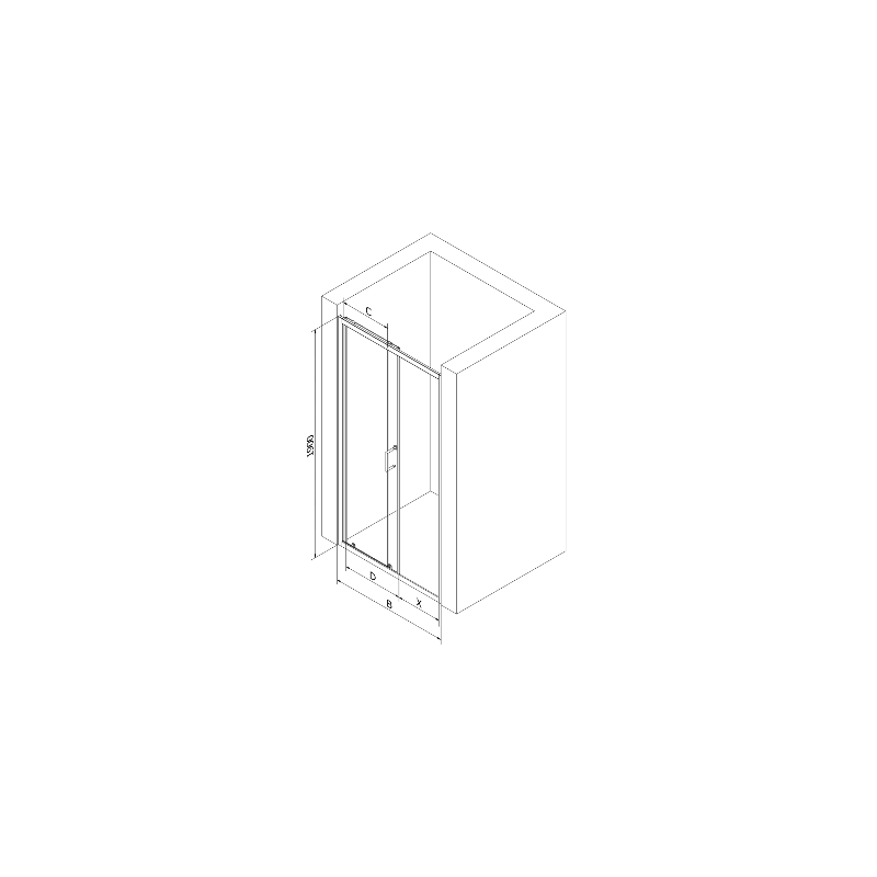 Mexen Apia Schiebeduschtür 105 cm, transparent, schwarz - 845-105-000-70-00