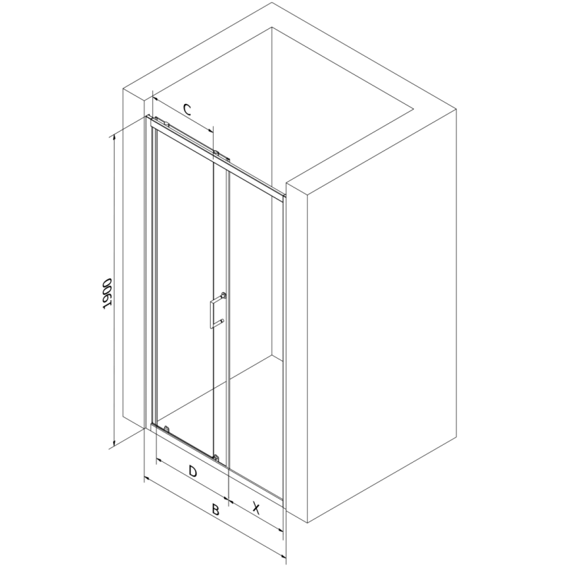 Mexen Apia Schiebeduschtür 125 cm, Streifen, Chrom - 845-125-000-01-20