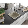 Mexen Vito Einbauspüle aus Granit, 1-Becken, 520 x 490 mm, beige, Siphon in Chrom - 6503521000-69