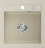 Mexen Vito Einbauspüle aus Granit, 1-Becken, 520 x 490 mm, beige, Siphon in Chrom - 6503521000-69