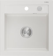 Mexen Vito Granitspüle 1-Kammer 520 x 490 mm, weiß, Siphon Chrom - 6503521000-20