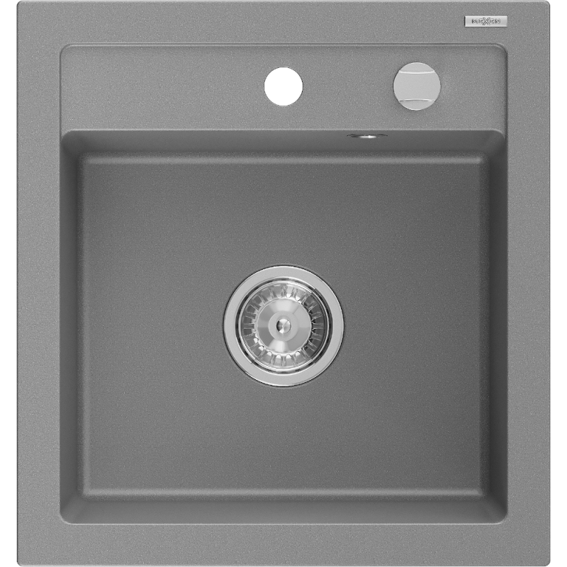 Mexen Vito Granitspüle 1-beckig 520 x 490 mm, grau, Siphon chrom - 6503521000-71