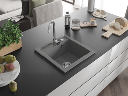 Mexen Vito Granitspüle 1-beckig 520 x 490 mm, grau, Siphon chrom - 6503521000-71