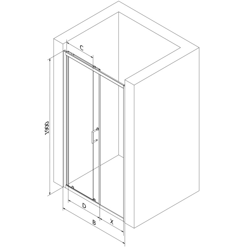 Mexen Apia Schiebetür Duschwand 90 cm, Streifen, Chrom - 845-090-000-01-20