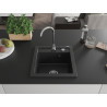 Mexen Vito Granitspüle 1-beckig 520 x 490 mm, schwarz/silberner Metallic, Chromsiphon - 6503521000-73