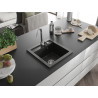 Mexen Vito Granitspüle 1-Becken 520 x 490 mm, schwarz/gold metallic, Chromsiphon - 6503521000-75