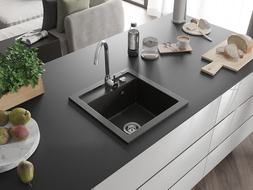 Mexen Vito 1-Becken-Granit-Spüle 520 x 490 mm, Schwarz/Gold Metallisch - 6503521000-75