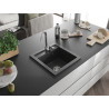 Mexen Vito Granitspüle 1-Becken 520 x 490 mm, schwarz gesprenkelt, Siphon Chrom - 6503521000-76