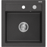 Mexen Vito Granitspüle 1-Becken 520 x 490 mm, schwarz gesprenkelt, Siphon Chrom - 6503521000-76