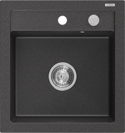 Mexen Vito Granitspüle 1-Becken 520 x 490 mm, schwarz gesprenkelt, Siphon Chrom - 6503521000-76