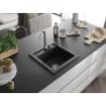 Mexen Vito Granitspüle 1-Becken 520 x 490 mm, schwarz, Siphon chrom - 6503521000-77