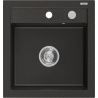 Mexen Vito Granitspüle 1-Becken 520 x 490 mm, schwarz/gold metallic, Chromsiphon - 6503521000-75