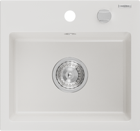 Mexen Milo Granitspüle 1-Becken 435 x 410 mm, weiß, Siphon Chrom - 6505441000-20