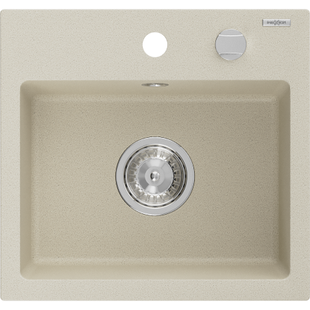 Mexen Milo Granitspüle 1-beckig 435 x 410 mm, beige, Siphon verchromt - 6505441000-69