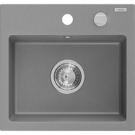 Mexen Milo Granitspüle 1-Becken 435 x 410 mm, grau, Siphon Chrom - 6505441000-71