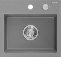 Mexen Milo Granitspüle 1-Becken 435 x 410 mm, grau, Siphon Chrom - 6505441000-71