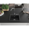 Mexen Milo Granitspüle 1-beckig 435 x 410 mm, schwarz/silber metallisch, Chrom-Siphon - 6505441000-73