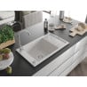Mexen Elias Granitspüle 1-Becken mit Abtropffläche 795 x 480 mm, weiß, Siphon Chrom - 6511791005-20