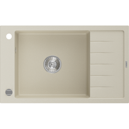 Mexen Elias Granitspüle 1-beckig mit Abtropffläche 795 x 480 mm, beige, Siphon chrom - 6511791005-69