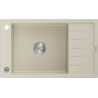 Mexen Elias Granitspüle 1-beckig mit Abtropffläche 795 x 480 mm, beige, Siphon chrom - 6511791005-69