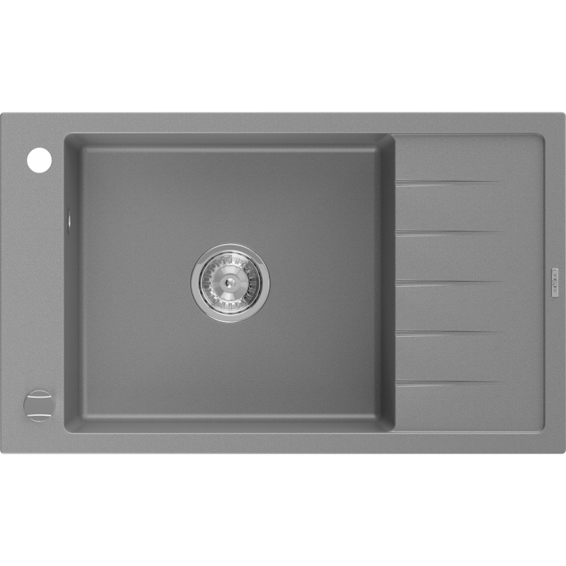 Mexen Elias Granitspüle mit 1 Becken und Abtropffläche 795 x 480 mm, grau, Siphon chrom - 6511791005-71
