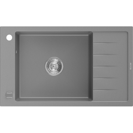 Mexen Elias Granitspüle mit 1 Becken und Abtropffläche 795 x 480 mm, grau, Siphon chrom - 6511791005-71