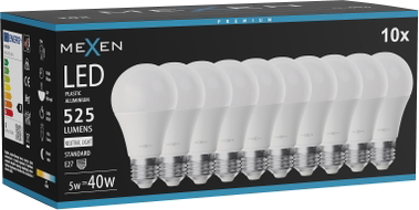 Mexen Nova 10x LED-Glühbirne E27, A60, 5W, Neutral - 4000K, 525 lm - L100-E27-0540-01x10