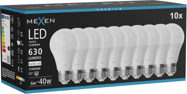 Mexen Nova 10x LED-Glühbirne E27, A60, 6W, Neutral - 4000K, 630 lm - L100-E27-0640-01x10