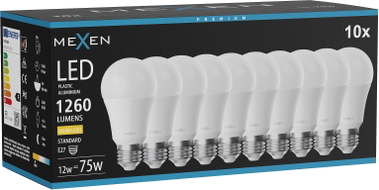 Mexen Nova 10x LED-Glühbirne E27, A60, 12W, Warm - 3000K, 1260 lm - L100-E27-1230-01x10