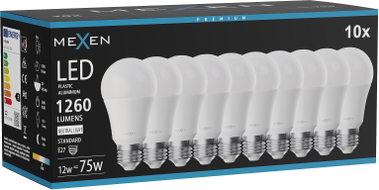 Mexen Nova 10x LED-Glühbirne E27, A60, 12W, Neutral - 4000K, 1260 lm - L100-E27-1240-01x10