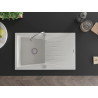 Mexen Cesar Granitspüle 1-Becken mit Abtropffläche 775 x 470 mm, weiß, Siphon Chrom - 6514771010-20