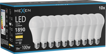 Mexen Nova 10x LED-Glühbirne E27, A70, 18W, Warm - 3000K, 1890 lm - L100-E27-1830-01x10
