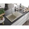 Mexen Cesar granitspüle 1-becken mit abtropffläche 775 x 470 mm, beige, chromsiphon - 6514771010-69