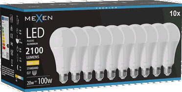 Mexen Nova 10x LED-Glühbirne E27, A70, 20W, Warm - 3000K, 2100 lm - L100-E27-2030-01x10