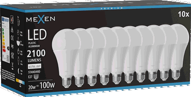 Mexen Nova 10x LED-Lampe E27, A70, 20W, Neutral - 4000K, 2100 lm - L100-E27-2040-01x10