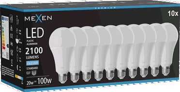 Mexen Nova 10x LED-Glühbirne E27, A70, 20W, Kalt - 6500K, 2100 lm - L100-E27-2065-01x10