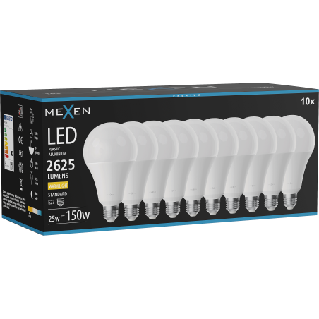 Mexen Nova 10x LED-Glühbirne E27, A95, 25W, Warm - 3000K, 2625 lm - L100-E27-2530-01x10